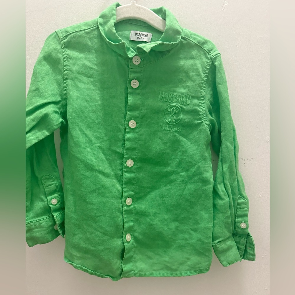 Moschino baby Vibrant Green Button-Down Shirt size 18-24M